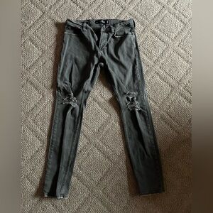 Hollister Gray Ripped Super Skinny Jeans Size 30/30